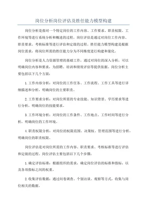 岗位分析岗位评估及胜任能力模型构建