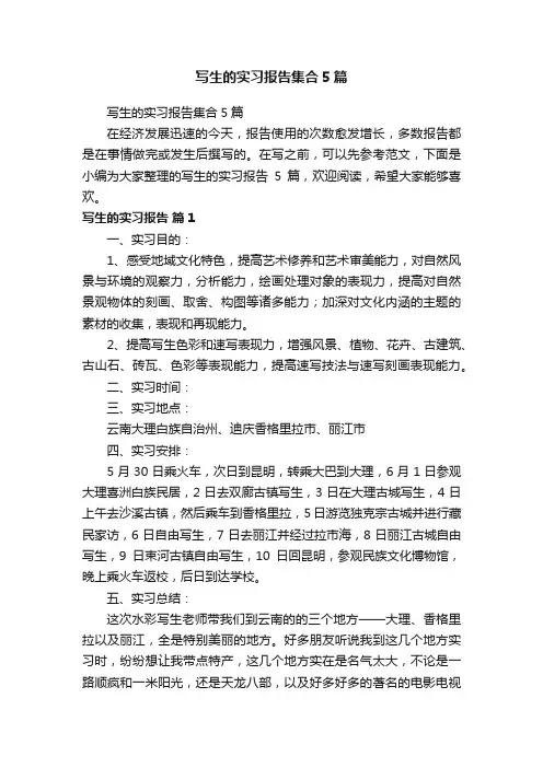 写生的实习报告集合5篇