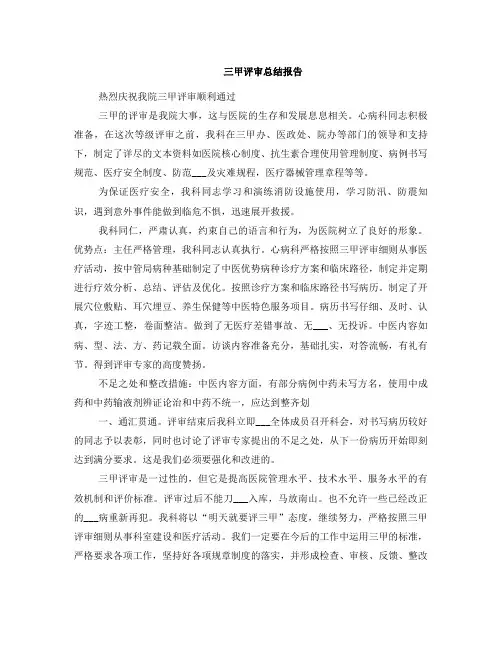 三甲评审总结报告