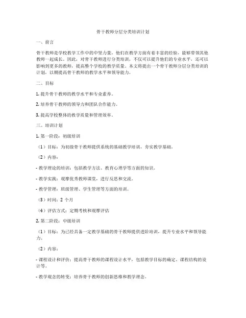骨干教师分层分类培训计划