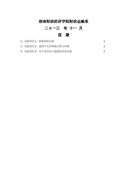 税收实务模拟实验总结报告写作规范2