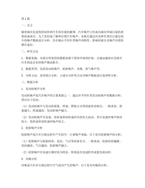 各种车噪声数据分析报告(3篇)