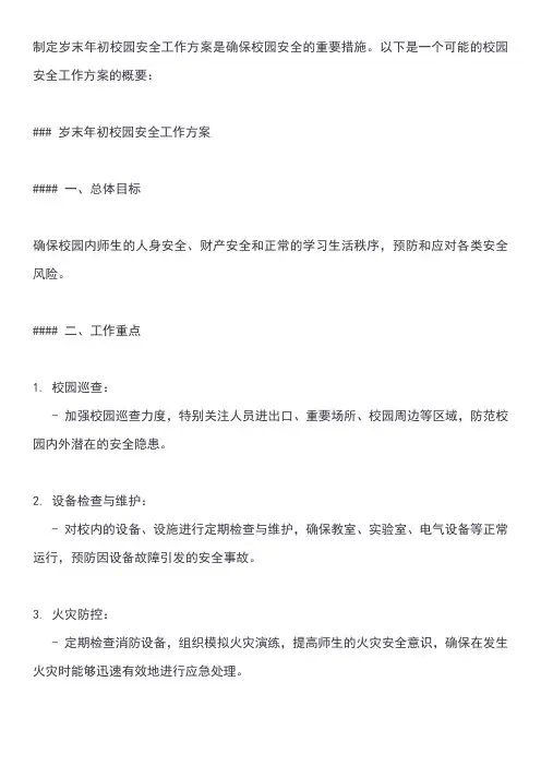 岁末年初校园安全工作方案