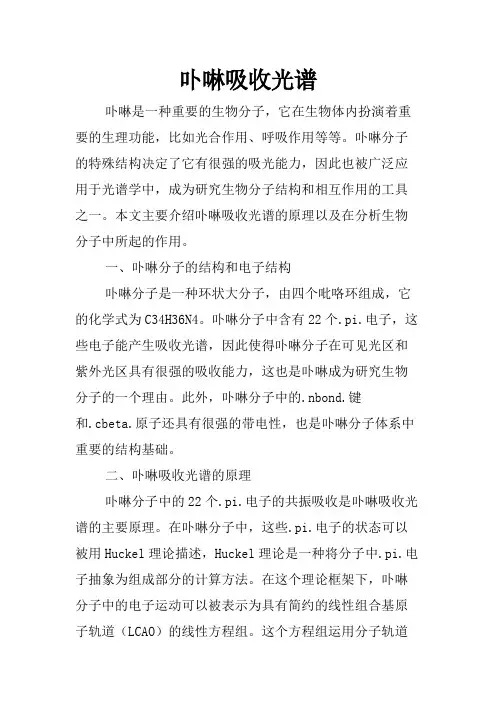 卟啉吸收光谱