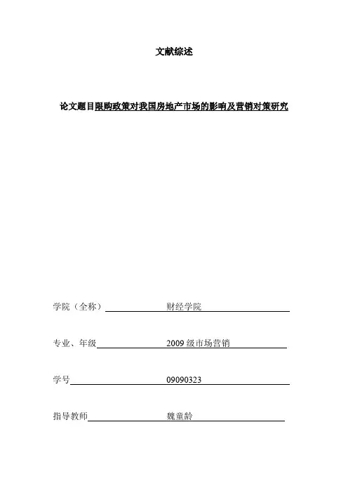 房地产文献综述