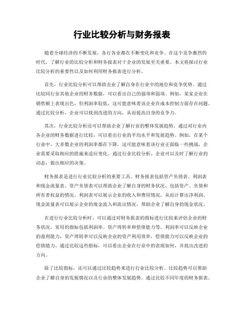 行业比较分析与财务报表