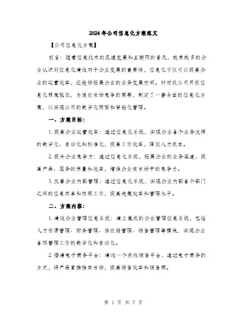 2024年公司信息化方案范文(二篇)