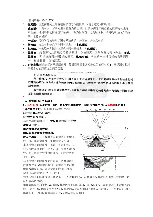 地震勘探各章重点复习资料