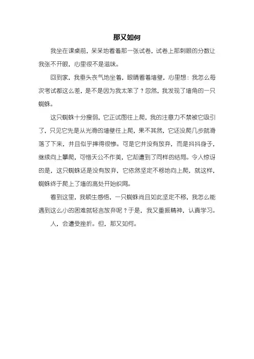 初一作文：那又如何作文300字