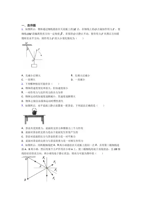 (压轴题)高中物理必修一第三章《相互作用——力》检测(包含答案解析)