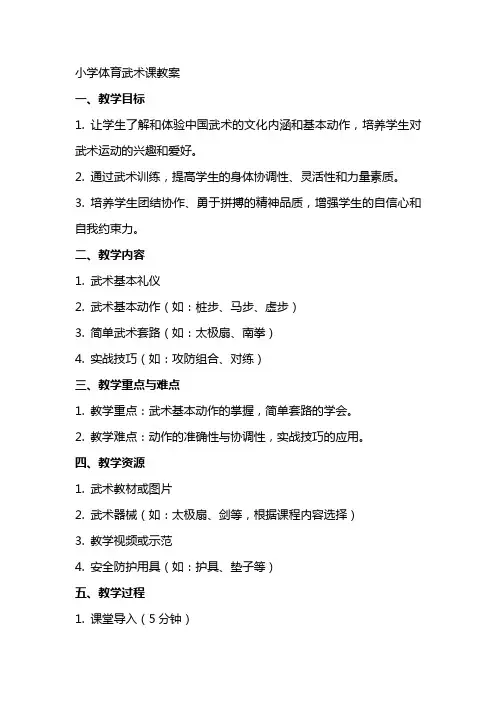 小学体育武术课教案