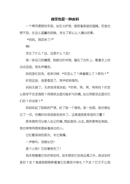 初二作文：微笑也是一种养料作文600字