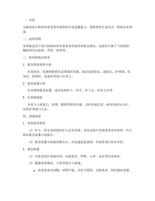 患者意外拔管紧急预案