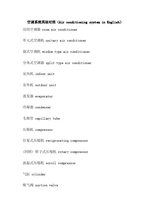 空调系统英语对照（AirconditioningsysteminEnglish）