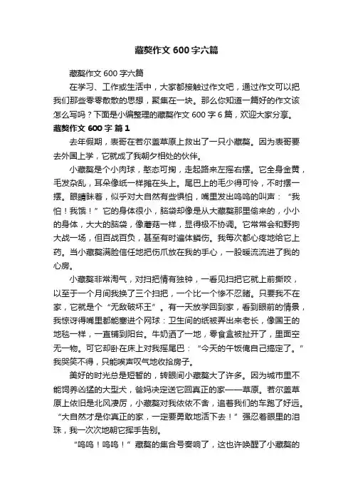 藏獒作文600字六篇