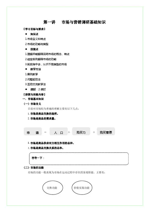 第一讲   市场与营销调研基础知识
