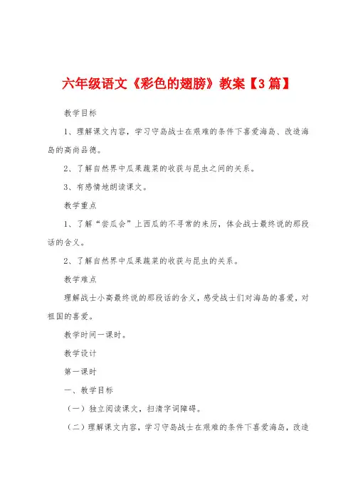 六年级语文《彩色的翅膀》教案