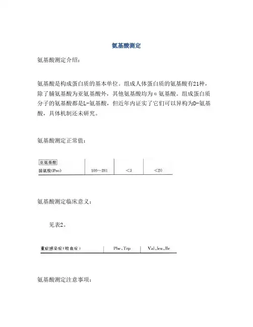 氨基酸测定