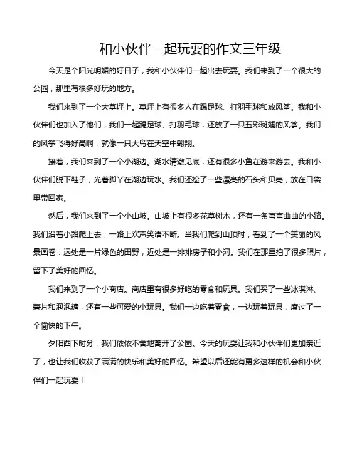 和小伙伴一起玩耍的作文三年级