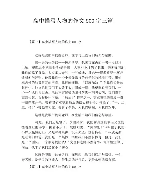 高中描写人物的作文800字三篇