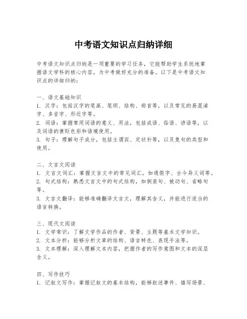 中考语文知识点归纳详细