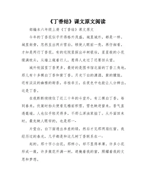 《丁香结》课文原文阅读