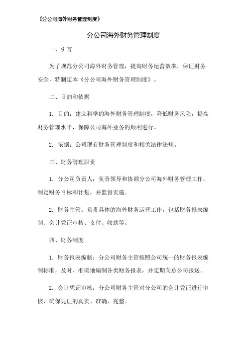 《分公司海外财务管理制度》