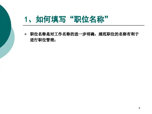 编制各部门职位的职位说明书