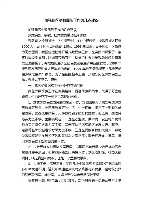 加强我区少数民族工作的几点建议