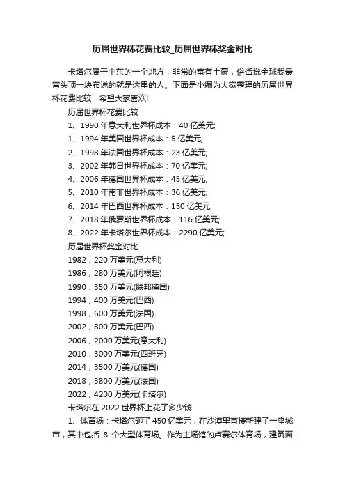 历届世界杯花费比较_历届世界杯奖金对比