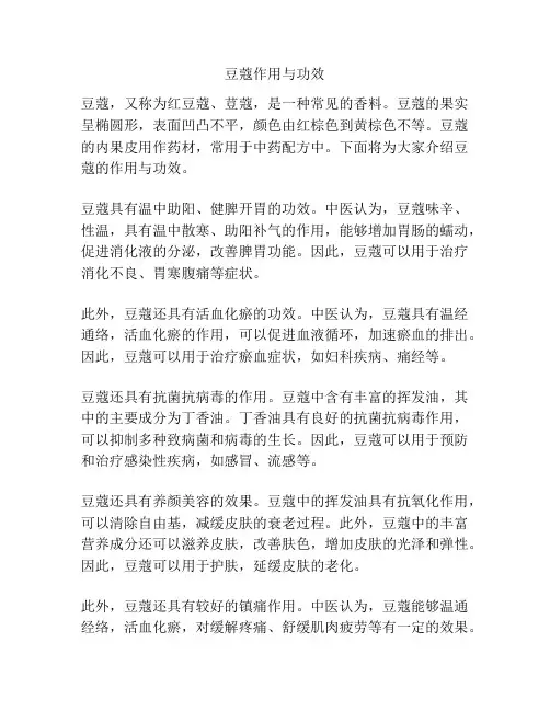 豆蔻作用与功效