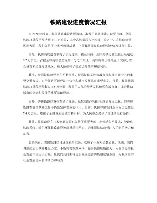 铁路建设进度情况汇报