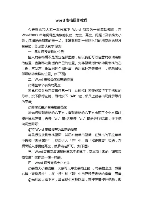 word表格操作教程