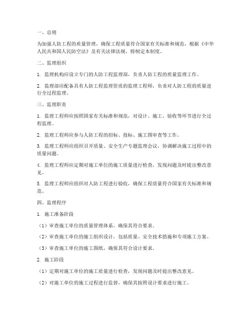 人防监理质量管理制度范本
