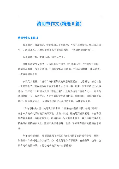 清明节作文(精选5篇)