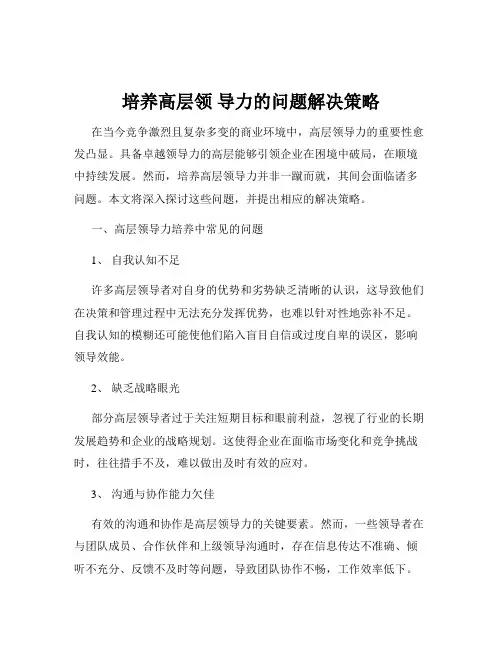 培养高层领 导力的问题解决策略