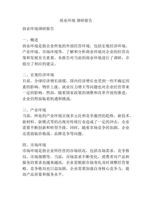 商业环境 调研报告