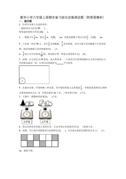 数学小学六年级上册期末复习综合试卷测试题(附答案解析)