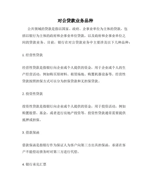 对公贷款业务品种