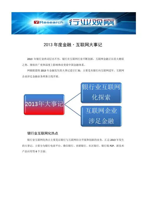 2013年金融 互联网大事记