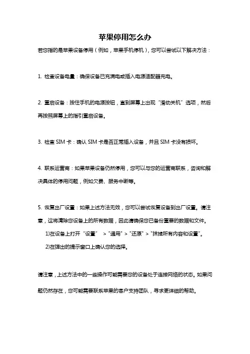 苹果停用怎么办
