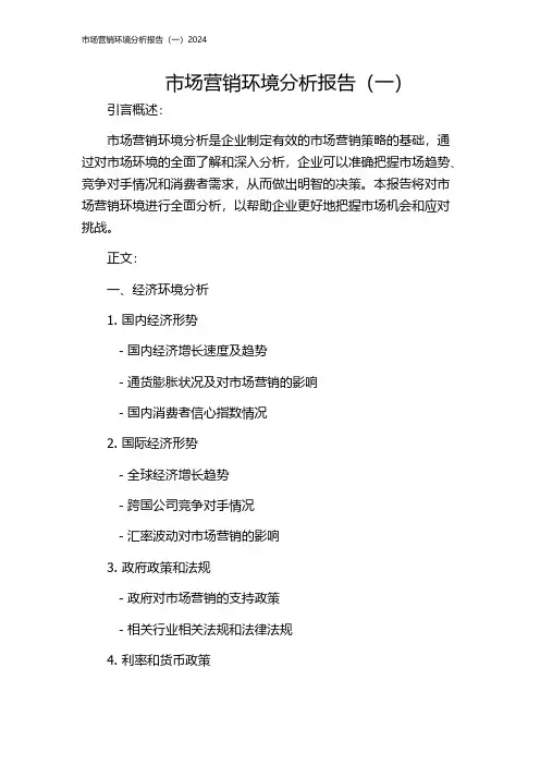 市场营销环境分析报告(一)2024