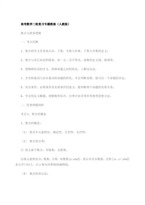 高考数学二轮复习专题教案人教版
