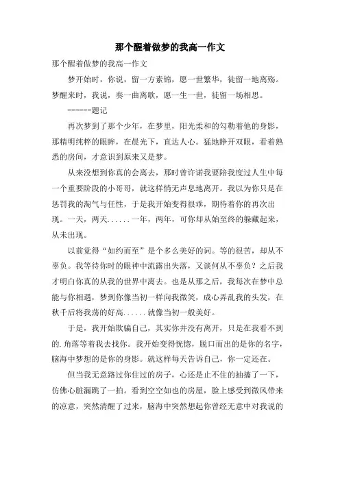 那个醒着做梦的我高一作文