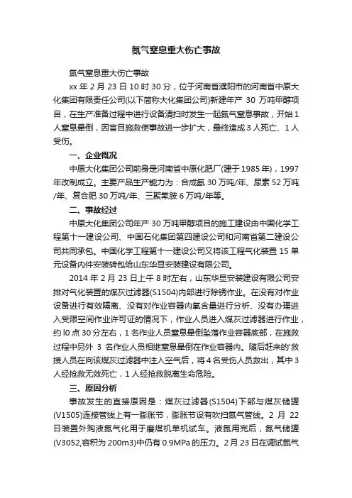 氮气窒息重大伤亡事故