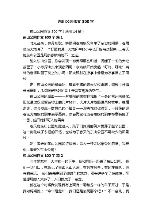东山公园作文300字（通用14篇）