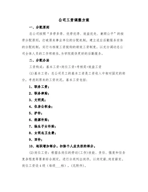 公司工资调整方案(3篇)