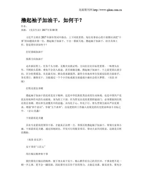 撸起袖子加油干,如何干？