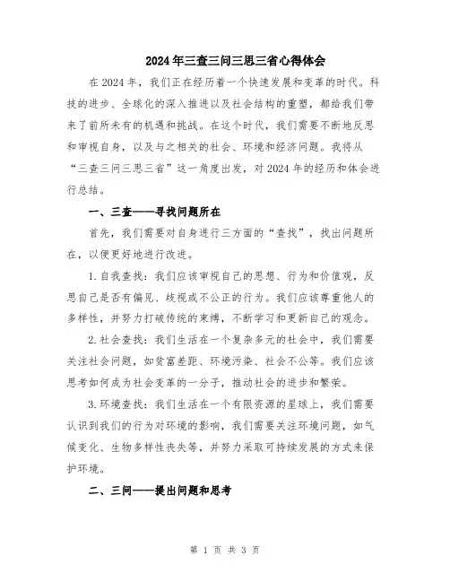 2024年三查三问三思三省心得体会