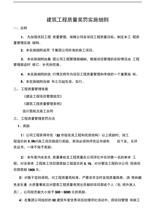 建筑工程质量管理处罚实施细则